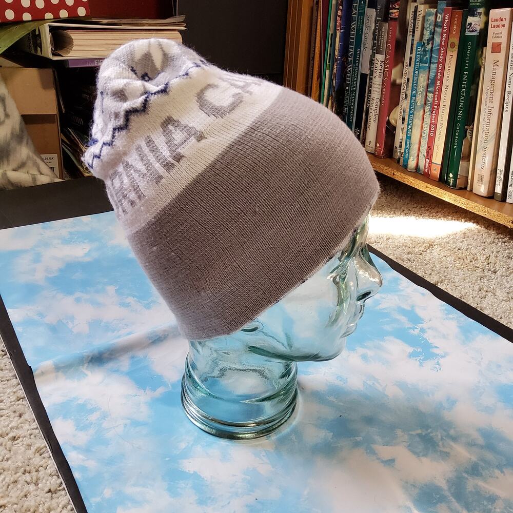 California grey white and blue Swedish style beanie